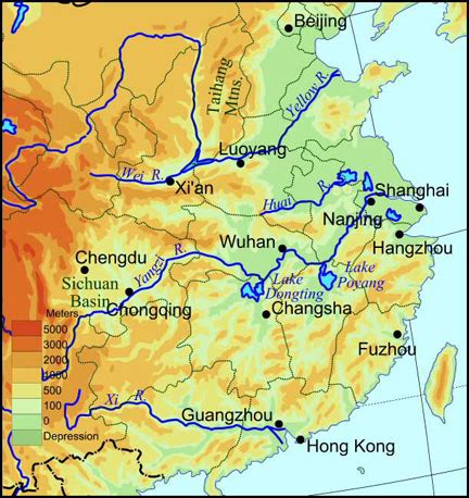 two large rivers in china are the huang he or
